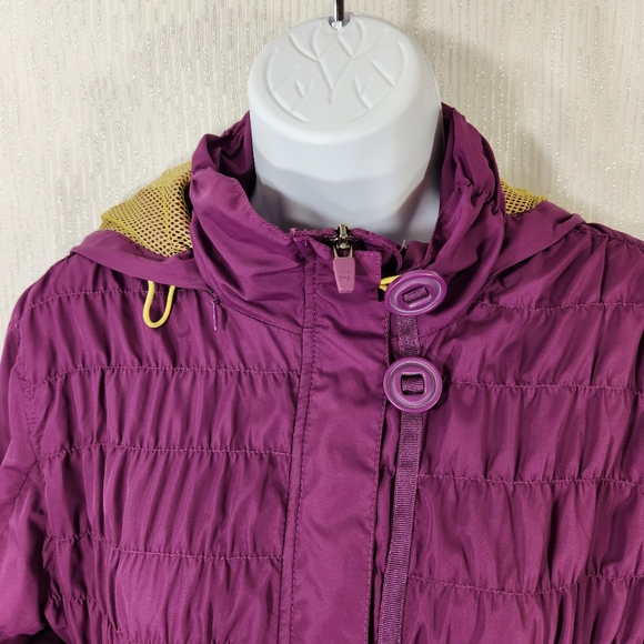 Athleta Shock Cord Anorak Hooded Jacket purple neon mesh lining medium - Picture 4 of 16